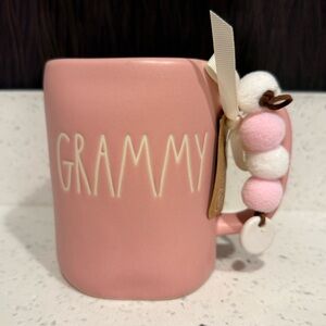 HTF Rae Dunn Pink ‘Grammy’ Mug Gift Set with Pom-Pom Charm NWT